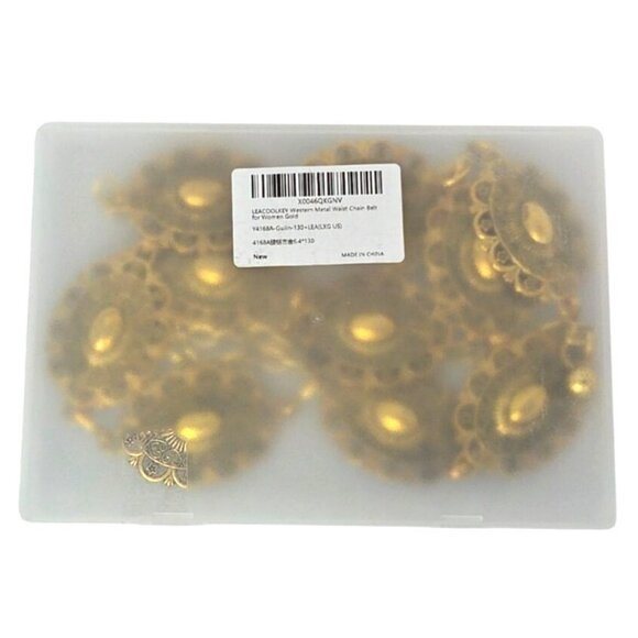 Leacoolkey Womens Gold Metal Waist Chain Belt Oval Filigree Design Adjustable Fi - Picture 6 of 7